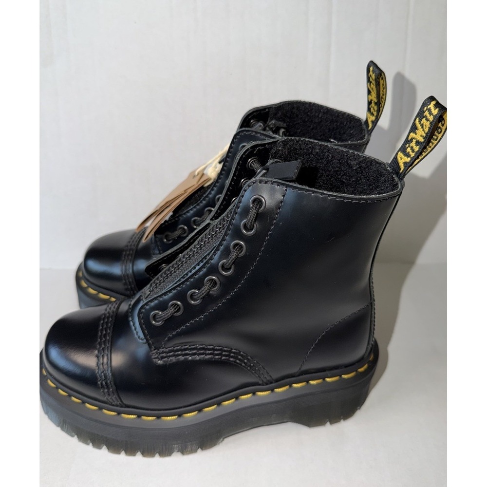 Dr Martens Vegan Sinclair 5 Eye Zipped Tongue Platform In Black Size - Picture 2 of 11